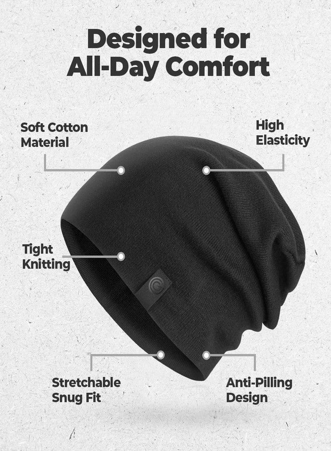 Revony Warm Slouchy Beanie Hat - Deliciously Soft Daily Beanie in Fine Knit Black One Size - Image 4